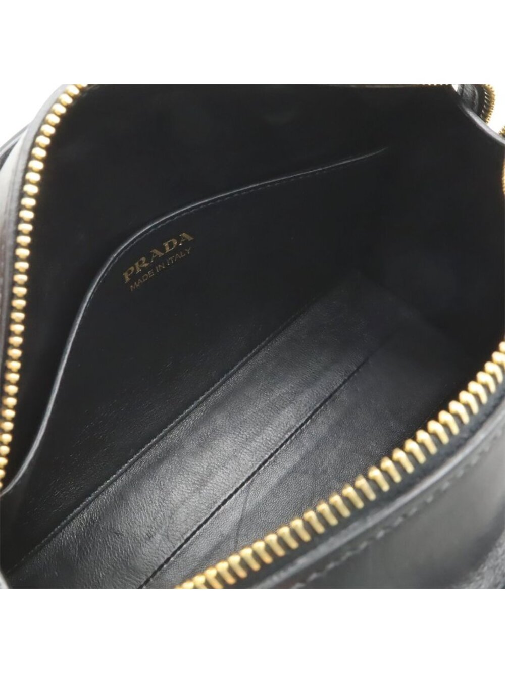 Prada Esplanade Shoulder Bag Crossbody Saffiano Leather Nero Black Gold - Picture 7 of 9